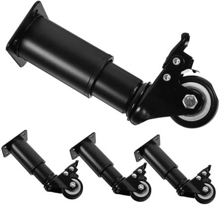 LOORGVEL 4pcs Adjustable Metal Table Legs Swivel Caster Wheels for Cabinet Sofa Bed Coffee Table Furniture Support, Black 145-160mm