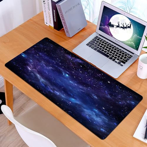 KDWJS Gaming Mauspad XXL 90x40cm Mousepad Groß Vernähte Kanten Anti-Rutsch für PC,Kosmische Wunder, glitzernde Sterne und wirbelnde Wolken zeichnen EIN,Laptop Verbessert Präzision und Geschwindigkeit