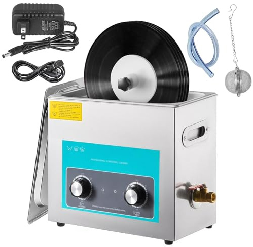 Ultrasonic Vinyl Record Cleaner, 6L Deep Cleaning Machine, 40kHz Professional Disc Washer with Basket & Fine-mesh Ball, 0~30 Min Timer