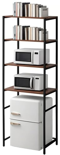 Colingmill 4 Tier Black Mini Fridge Stand with Storage for Dorm, Over Mini Fridge Multipurpose Storage Shelf Rack Standing Organizer for College Rooms Kitchen Pantry, Home, and Offices, Coffee