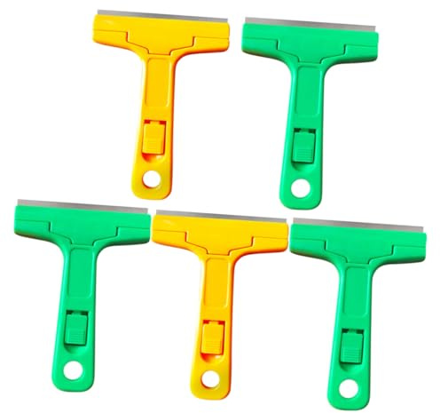 Yardenfun 5 piezas Raspador de Vidrio Multifunción con Mango Plástico Antideslizante para Limpieza de Lechada Azulejos Tapiz y Manchas Paredes y Colores Aleatorios Color Color Aleatorio