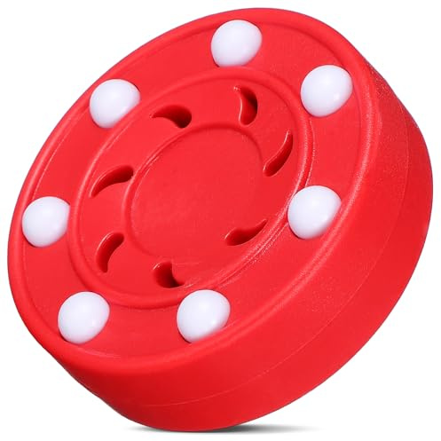 PRETYZOOM Disco de Hockey sobre Patines Profesional de Puck de Entrenamiento para Seco Baja Fricción para Entrenamiento y Competición de Roja