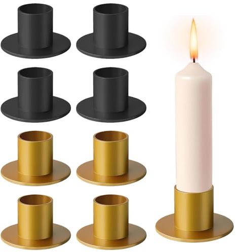 GROVBLE 8 Stück Kerzenständer Kerzenhalter Stabkerze | Umfangreiches Set】Dieses 8 Stück Kerzenständer Kerzenhalter Stabkerze Set besteht aus 4 goldenen und 4 schwarzen Modellen.