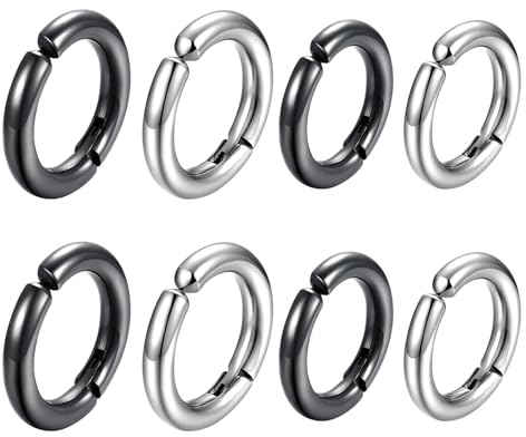 Ipetboom 8pezzi Orecchini Pendenti Non Forati Cerchio in Acciaio Inossidabile Orecchini Clip per Uomo e Donna senza Piercing Set di Design