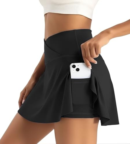 Neteson Faldas de Tenis para Mujer Deportiva Mini Falda Pantalón de Golf | Falda Plisada Mini Skirt con Bolsillos para Correr Fitness Yoga Ciclismo