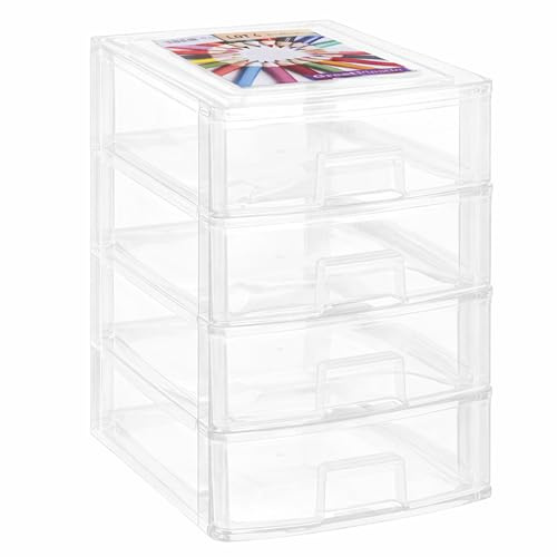 Schubladenbox DIN A4 4 Schubladen 35,5x26,5x35cm transparent Kunststoff Box