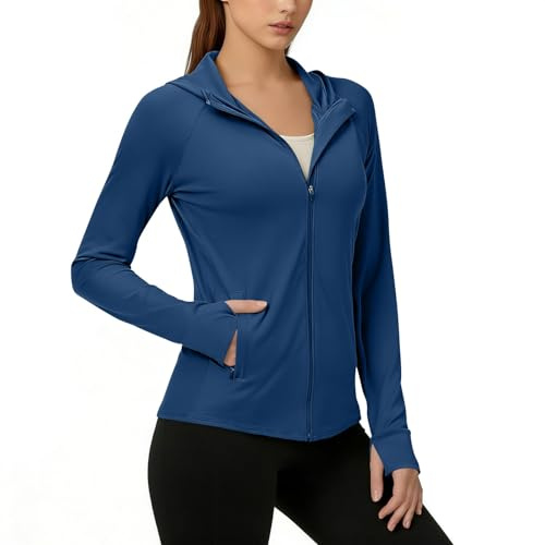 Rash Guard da Donna,Maglietta Camicia Sportiva da Donna Protezione UVF 50+ Corsa Maglietta Leggera e Traspirante Felpa Funzionale ad Asciugatura Rapida Pullover Escursionismo con Cappuccio Rash Guard