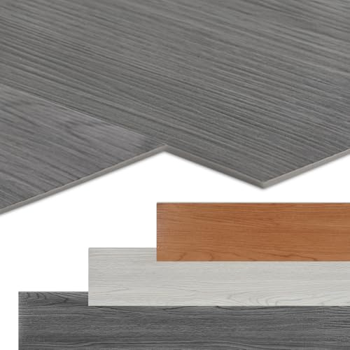 Jayseuw PVC Bodenbelag Selbstklebend 5m² Vinyl Dielen - Grau | Selbstklebend & wasserfest; 2mm stark; für Küche, Bad & Wohnzimmer; leicht zu verlegen; Holzoptik; abriebfest
