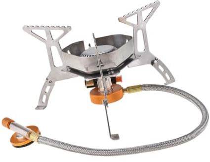 HEMOTON Bruciatore Gas da Campeggio Portatile Accensione Elettronica in Metallo Inossidabile e Lega di Rame e Alluminio, Fornello da Esterno Pieghevole per Cucina Outdoor e Campeggio