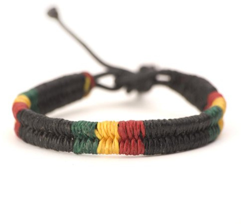 81stgeneration Bracelet Rasta en Cordon de Coton Ciré 17-28cm | Bracelets Tressés | Bracelet Noir Réglable avec Cordon de Serrage Reggae | Bracelets pour Femmes et Hommes