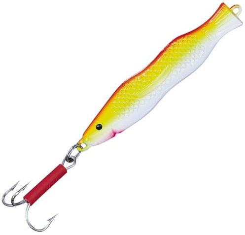 Solvkroken Solvpilk Pilker gelb/rot, Gewicht/Länge/Hakengröße:400g - 17.0cm - Gr. 7/0