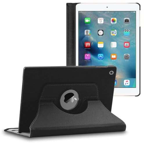 ebestStar - kompatibel mit iPad 2018 Hülle iPad 9.7 2017, Air 1 2013 Rotierend Schutzhülle Etui, Schutz Hülle Ständer, Rotating Case Cover Stand, Schwarz [iPad: 240 x 169.5 x 7.5mm, 9.7'']