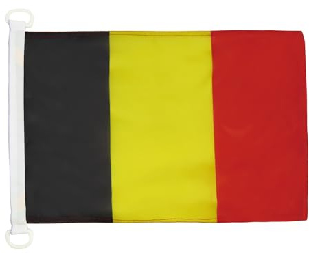 AZ FLAG Bootsflagge Belgien 45x30 cm Mesh-Polyester Kunststoffringe | Für außen und Boote Belgische Bootsflagge wetterfest mit doppelten Nähten und verstärkten Kanten