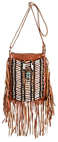 Braune Boho-Tasche | echtes Leder | Fransen-börse | Boho-Taschen | Hobo-Handtasche