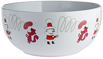 Alessi AMGI56 W Get Nuts! Gebäckschale aus Porzellan mit Dekor 24 cm Durchmesser, weiß