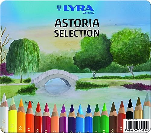 LYRA Super Ferby Astoria Set Stifte lackiert Metalletui 18 Stk. | Holzbuntstifte, dreikant, lackiert, Mine 6,3mm, sortierte Farben, spezielle Farbauswahl, Waldorf
