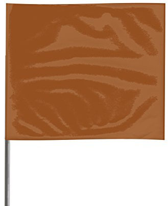 Presco 21 in. Steel Wire Staff Marking Flags [2.5 in. x 3 in. Flag]: 2 in. x 21 in. (Brown) / 12-Flags