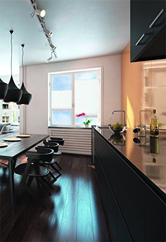 Plissee verspannt Weiss inkl. Klemmträger - Breite 50 bis 120 cm - Höhe 150 cm 210 cm - Klemm ohne Bohren Blickschutz Faltrollo Jalousie Rollo (90 x 210 cm)