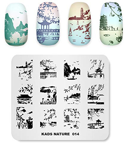 KADS Plantilla de Uñas Estilo de Chino Paisaje Uñas Placa Estampado Imagen para Arte de Uñas DIY Plantilla(NA014)