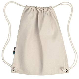 Naturweißer Turnbeutel/Gymsack/Sportbeutel Bio-Baumwolle, Fairtrade, waschbar bis 40 Grad