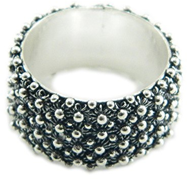 Anello in argento brunito 925 fede filigrana tipo sarda lavorazione nido ape 4 file (16)