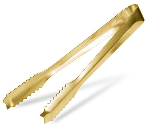 WAFJAMF Ice Tongs for Ice Bucket,7 Inch Bar Serving Tong, 304 Stainless Steel,-Gold Plated-for Party Kitchen Restaurant
