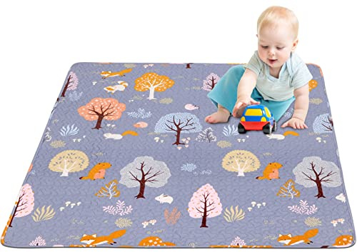 MIIMER Foldable Portable Playmat for Babies, Washable Non-Slip Tummy Time Mat, 160x110 cm, Extra-Large Crawling Mat