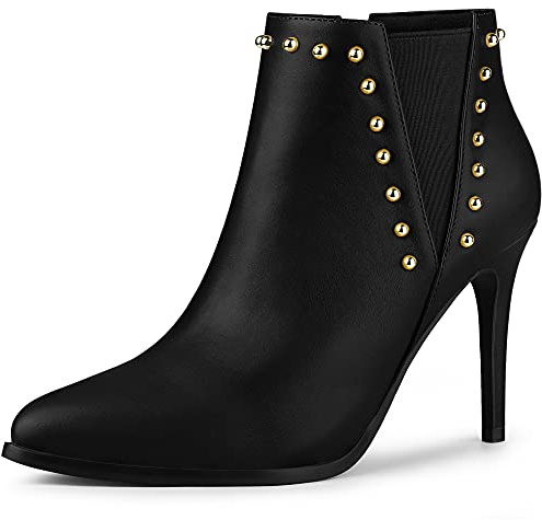 Allegra K Women's Pointed Toe Stiletto Heels Black Heel Chelsea Ankle Boots 6.5 M US