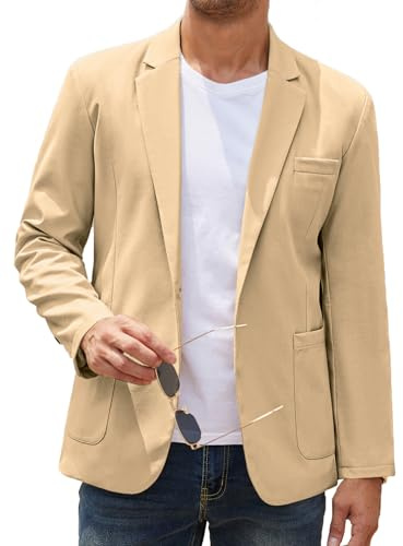 COOFANDY Men's Casual Linen Blazer Lightweight Regular Fit One Button Sport Coat Wedding Suit Jacket