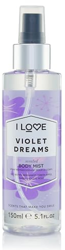 I LOVE Violet Dreams Scented Body Mist - Body Mist Fragrance - Long Lasting Body Spray with Natural Fruit Extracts - Bergamot and Rose - 5.1 oz