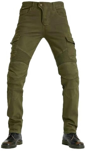 HULG Pantalon Moto HombreHombres Pantalones De Motociclismo Para Pantalones De Carreras De Motocross Con Pantalones Anti Caída,Jeans De Moto, 4 X Equipo De Protección (green,XS)