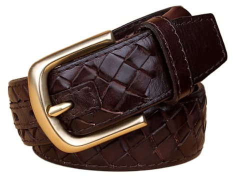 JIARY Flechtgürtel Herren Vollledergürtel aus Vollrindleder, 38 mm breit, Gürtel, Ledergürtel, Flecht-Ledergürtel, schwarz,Braun,115CM/45.3''