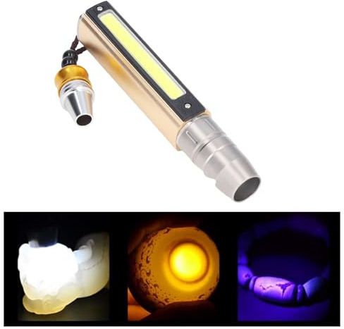 Fyearfly Identifikations Taschenlampe, Wiederaufladbare UV Taschenlampe, 3 LED Aluminiumlegierung Schmuck Identifikations Taschenlampe für Edelstein Jade Währungs