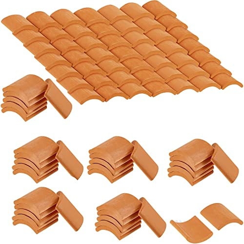 Povxlum 200 Pcs Toit Tuiles ModèLe Ensemble de Construction Tuiles Miniatures Rouges pour DIY Paysage Cuisine Jardin DéCoration