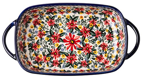 Alipis Plateau De Cuisson Céramique Avec Poignées Plat à Four Rectangulaire Pour Cuisine Pour Salades Et Légumes Design Floral Élégant Résistant Et Anti-adhésif Capacité Pour Vos