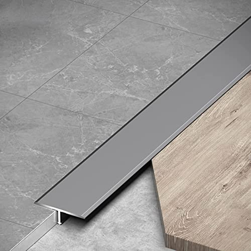 VIZET Perfil de transición Aluminio Listón De Borde De Alfombra Y Suelo, Autoadhesivo Banda De Unión para Suelos Laminados/Barra Divisoria Plana, para Puerta De Entrada Balcón Portales