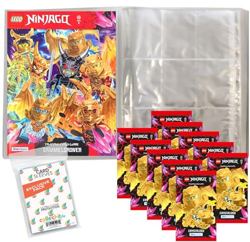 Bundle mit Blue Ocean Lego Ninjago Serie 8 Trading Cards - 1 Leere Sammelmappe + 10 Booster + Exklusive Collect-it Hüllen