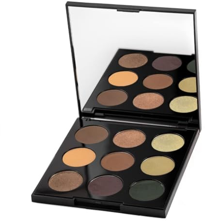 Palladio Ultimate 9-Count Eyeshadow Palette, Talc-Free Formula, High Pigmented Shades in A Mix of Matte & Shimmer Finishes, Blendable Long Lasting Colorful Professional-Grade Makeup (Natural Earth)