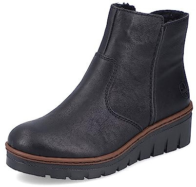 Rieker Damen Ankle Boots X9165, Frauen Stiefeletten,Kurzstiefel,uebergangsschuhe,uebergangsstiefel,gefüttert,Stiefel,schwarz (00),37 EU / 4 UK