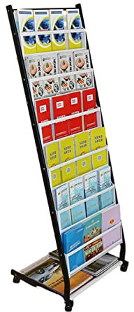 Zeitungsständer 6-stufiger Zeitschriftenständer mit Rollen, Moderner Zeitschriftensammler, Prospekthalter Bodenstehend, Bücherregal zur Aufbewahrung von Literatur