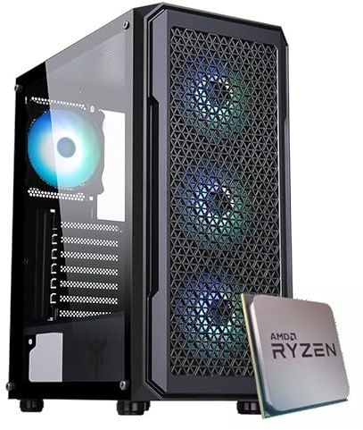 EMCA4 Computer Gaming PC Assemblato Ryzen 5 5500 - RTX 4060 8GB - M.2 1TB nvme - Ram 16GB DDR4 3200Mhz - ARGB - Windows 11