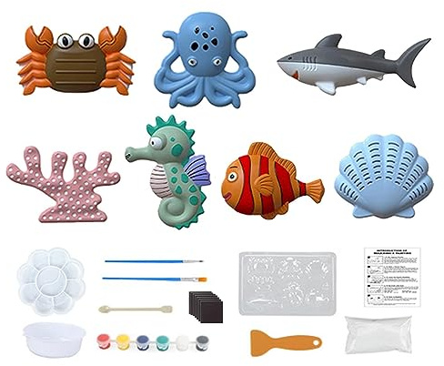 Rianpesn Peinture en plâtre - Peinture Bricolage pour Moule en plâtre Parent-Enfant,Peinture en plâtre pour Arts and Crafts, décorez Votre Propre Peinture pour 4 à 8 Ans
