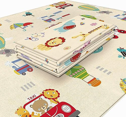 EHOTER Krabbelmatte Kinder Krabbeldecke Spielmatte Baby Faltbar Bodenmatte XPE Schaumstoff Doppelseitig Wasserdicht Tragbar für Innen- oder Außenbereich