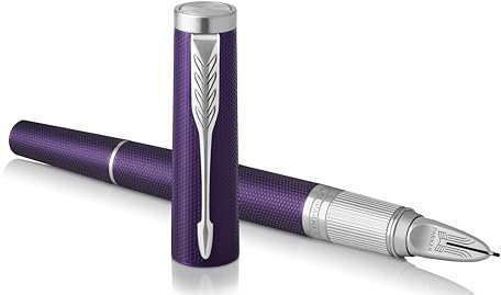 Parker Ingenuity Premium Metal 5th Technology Pen - Deluxe Deep Violet - Black Ink - Slim Version - Gift Boxed - Adapts To Handwriting Style