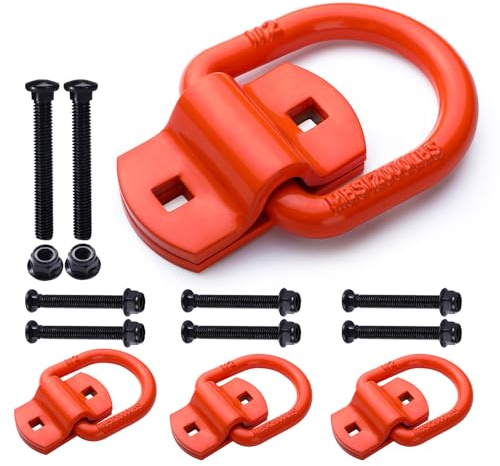 VEXPLO® Anelli di fissaggio pesanti per rimorchi camion, punto di arresto avvitabili 5400 kg, 4 pezzi, anello di montaggio con viti, ideali per carichi pesanti e terreni difficili (arancione)