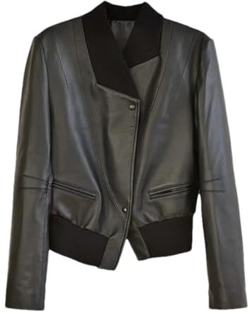 Hdhdeueh Damen Echtleder Jacken Mantel Blazer Schwarz, Schwarz , 42