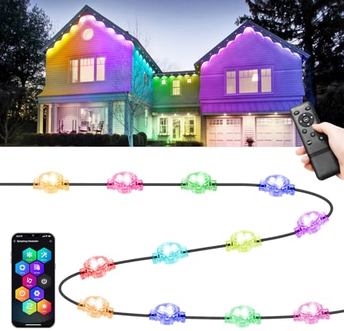 SUBOSI 5M WIFI Intelligent RGBW Mit IC Permanente Außenbeleuchtung Wandleuchten Einbaustrahler mit 12 LED,Ø30mm,DC12V Eaves light Arbeit mit Alexa, Google Assistant,IP67 wasserdicht