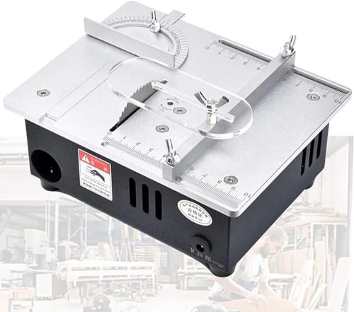Mini sega da banco per hobby, realizzata a mano, per lavorazione del legno, fai da te, strumento da taglio, con alimentatore regolabile, lama per sega circolare HSS da 63 mm (R2)