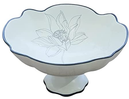 REEKOS Cesto de Fruta Frutero Frutera Frutero De Cerámica Patrón De Loto Creativo Plato De Fruta Decoración Cesta De Fruta Bandeja De Postre Cesta de Frutas Fruteros