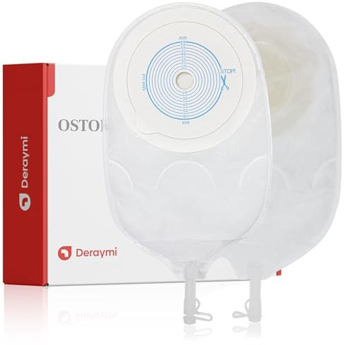 DERAYMI De sacs d'urostomie, une seule pièce anti-reflux vidange poches urologiques poches jetables avec valve de vidange pour iléostomie colostomie soins